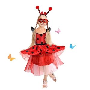 Ausejopeac Ladybug Bopper Antenna Headband Ladybug Wings and Masks Ladybug Costume Set for Kids Halloween Dress Up