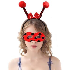 Ausejopeac Ladybug Bopper Antenna Headband Ladybug Wings and Masks Ladybug Costume Set for Kids Halloween Dress Up