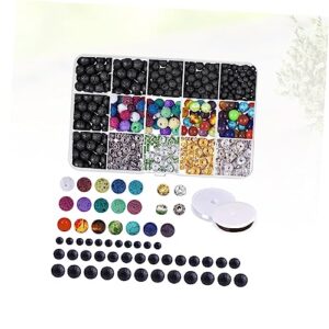 VILLCASE 1 Set 600pcs Crystals Beads Girls Crafts Colorful Necklace Lucky Charms Necklace Making Kit Beads for Bracelets Lava Stone Beads Kit String Beads Set DIY Jewelry Accessories Beaded