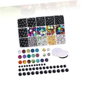 VILLCASE 1 Set 600pcs Crystals Beads Girls Crafts Colorful Necklace Lucky Charms Necklace Making Kit Beads for Bracelets Lava Stone Beads Kit String Beads Set DIY Jewelry Accessories Beaded