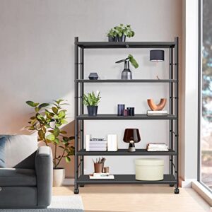 Terkoos 5-Tier Shelf Shelves for Storage, Heavy Duty Metal Shelves Wire Rack Shelving Unit, Adjustable Shelf with Wheels for Home Office Kitchen Bathroom