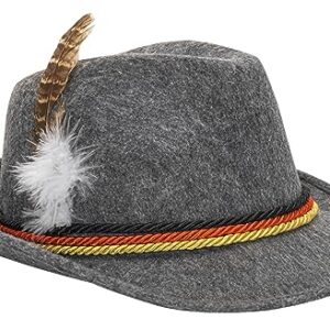 NociHah Men German-Oktoberfest-Alpine-Fedora-Hat - Women Bavarian Swiss Traditional Felt Costume Hat with Feather for Oktoberfest Party(S-M)