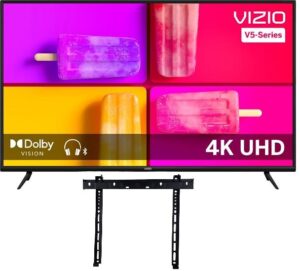vizio 65-inch v-series 4k led hdr smart tv w/amd freesync, dolby vision, wifi 6e, & smart home compatibility + free wall mount (no stands) - v655m-k03 (renewed)
