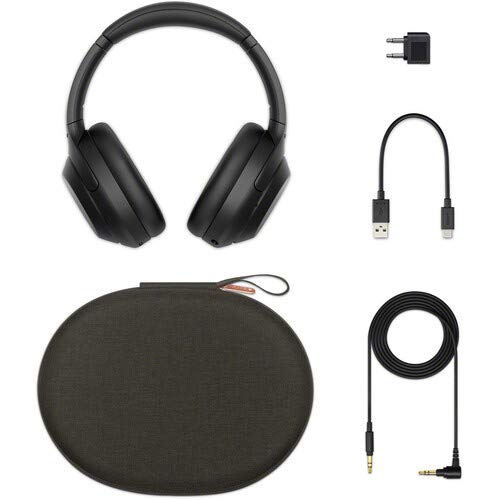 Sony WH-1000XM4 Wireless Noise-Canceling Over-Ear Headphones (Black WH1000XM4/B) Bundle + Wall Charger with USB Type-C Cable (Renewed)