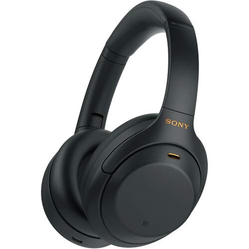 Sony WH-1000XM4 Wireless Noise-Canceling Over-Ear Headphones (Black WH1000XM4/B) Bundle + Wall Charger with USB Type-C Cable (Renewed)