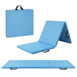 cap barbell all purpose folding anti tear exercise training aerobic fitness gym & gymnastics balance mat. 72"l x 24"w x 2"thick. blue