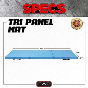 CAP Barbell All Purpose Folding Anti Tear Exercise Training Aerobic Fitness Gym & Gymnastics Balance Mat. 72"L x 24"W x 2"Thick. BLUE