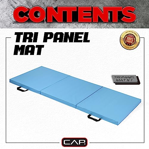 CAP Barbell All Purpose Folding Anti Tear Exercise Training Aerobic Fitness Gym & Gymnastics Balance Mat. 72"L x 24"W x 2"Thick. BLUE