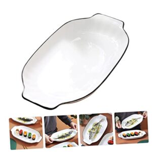 Hemoton Bread Cheese Bread Loaf Pans for Baking Cottage Cheese with Fruit Cooking Pan Broiler Pan for Oven Ceramic Fish Platter Double Handled Fish Dish Condiment Mixing Bowl Roasting Dish