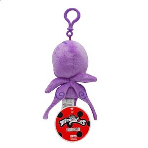 Miraculous Ladybug - Kwami Lifesize Nooroo, 5-inch Butterfly Plush Clip-on Toys for Kids, Super Soft Collectible Stuffed Toy with Glitter Stitch Eyes and Color Matching Backpack Keychain (Wyncor)