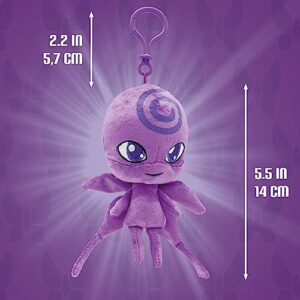 Miraculous Ladybug - Kwami Lifesize Nooroo, 5-inch Butterfly Plush Clip-on Toys for Kids, Super Soft Collectible Stuffed Toy with Glitter Stitch Eyes and Color Matching Backpack Keychain (Wyncor)