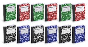 mini composition notebooks, mini composition books bulk, small pocket notebook, for kids students college office, pocket size journaling notebooks, 4 colors, 4.5 x 3.25 inch, 80 sheets/book (12 pack)