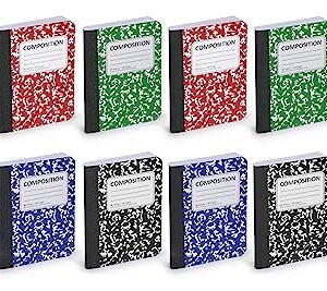 Mini Composition Notebooks, Mini Composition Books Bulk, Small Pocket Notebook, for Kids Students College Office, Pocket Size Journaling Notebooks, 4 Colors, 4.5 x 3.25 inch, 80 Sheets/Book (12 Pack)