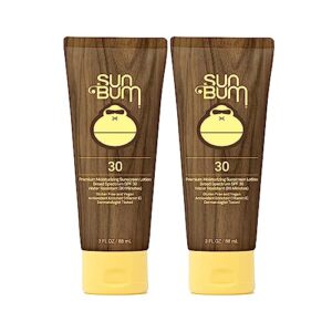 sun bum original spf 30 sunscreen lotion | vegan and hawaii 104 reef act compliant (octinoxate & oxybenzone free) broad spectrum moisturizing uva/uvb sunscreen with vitamin e | 3 oz (pack of 2)