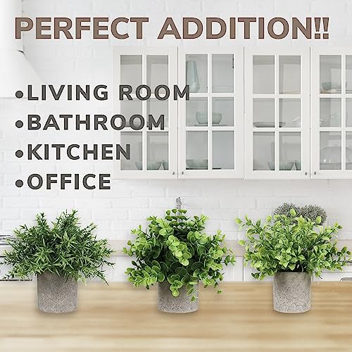 Set of 3 Artificial Plants for Home and Office Decor, Perfect for Kitchen, Living Room, and Bedroom Accents, Low Maintenance Greenery, Vibrant & Realistic Faux Houseplants, Lush and Lifelike Décor.