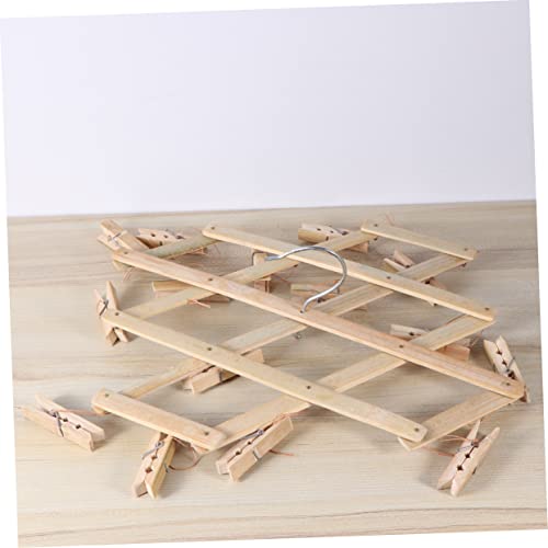 Multi Hanger Hangers for Clothes Bamboo Sock Drying Rack Space Saver Clothes Pegs Hook up Clothespin Coat Hanger Baby Hanging Wooden Multiple Clips Folding Drying Rack