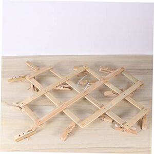 Multi Hanger Hangers for Clothes Bamboo Sock Drying Rack Space Saver Clothes Pegs Hook up Clothespin Coat Hanger Baby Hanging Wooden Multiple Clips Folding Drying Rack