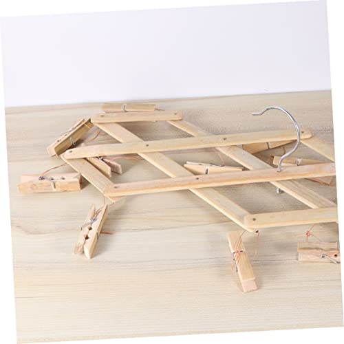 Multi Hanger Hangers for Clothes Bamboo Sock Drying Rack Space Saver Clothes Pegs Hook up Clothespin Coat Hanger Baby Hanging Wooden Multiple Clips Folding Drying Rack