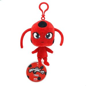 miraculous ladybug - kwami lifesize tikki 5-inch ladybug plush clip-on toys for kids, super soft collectible stuffed toy with glitter stitch eyes and color matching backpack keychain (wyncor)