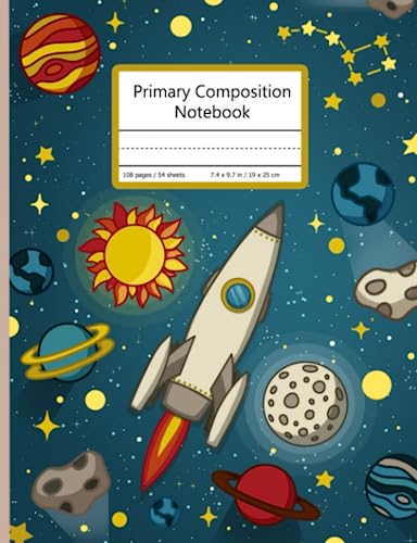 Primary Composition Notebook: K-2 Draw and Write Journal with Dotted Midline and Picture Space