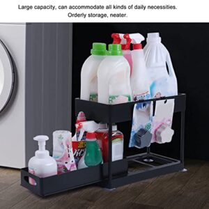Zerodis Under Sink Organizers, Easy Assembly PP Material Large Capacity Under Sink Shelf Practical Durable for Offices (Black)