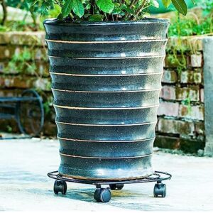 Artermy Plant Caddy with Wheels Rolling Plant Stand, 12'' Heavy Duty Plant Stand Black Tray for Patio Flower Pot,Large Plants Succulent Pots (2 Packs)