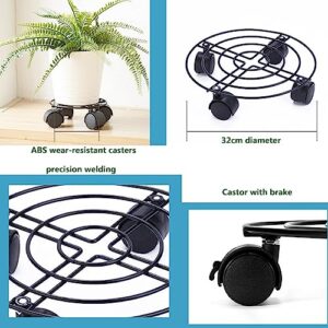 Artermy Plant Caddy with Wheels Rolling Plant Stand, 12'' Heavy Duty Plant Stand Black Tray for Patio Flower Pot,Large Plants Succulent Pots (2 Packs)