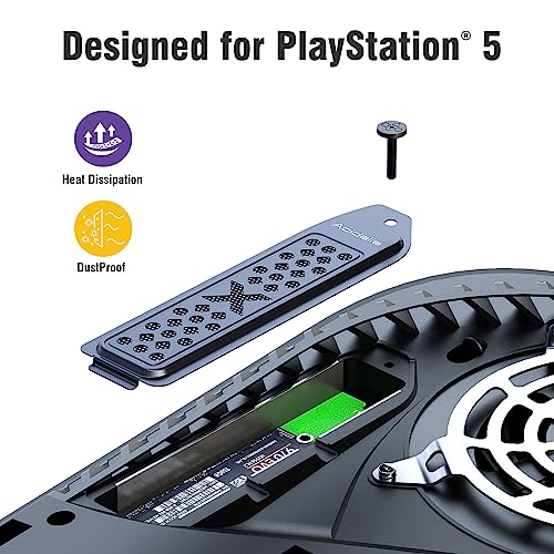 ACIDALIE Metal Cooling and Dust Proof Cover for Playstation 5 M.2 SSD Expansion Slot,Suitable for All PS5 M.2 NVMe SSD Heatsink,New Breathable Hole
