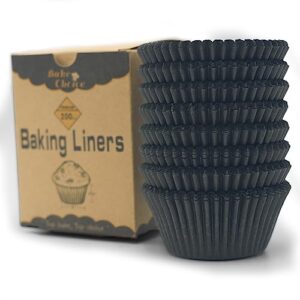 Bake Choice 200pcs Standard Black cupcake liners for baking,food grade cupcake wrappers,greaseproof parchment muffin liners.