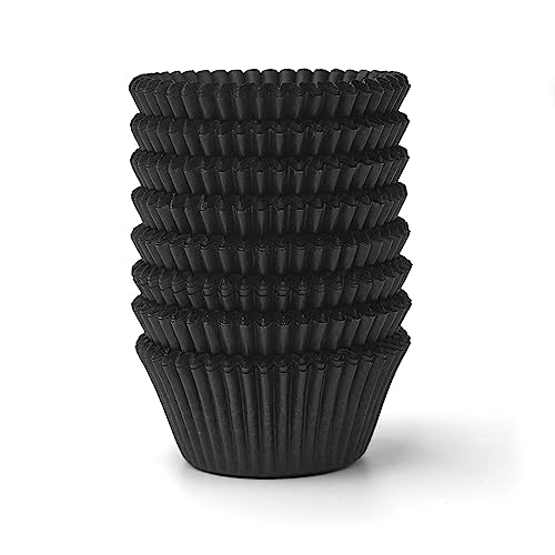 Bake Choice 200pcs Standard Black cupcake liners for baking,food grade cupcake wrappers,greaseproof parchment muffin liners.