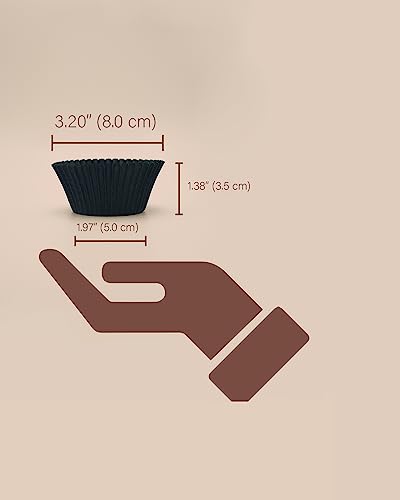 Bake Choice 200pcs Standard Black cupcake liners for baking,food grade cupcake wrappers,greaseproof parchment muffin liners.