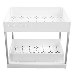 Zerodis Under Sink Organizers, Easy Assembly PP Material Large Capacity Under Sink Shelf Practical Durable for Offices (White)