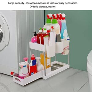 Zerodis Under Sink Organizers, Easy Assembly PP Material Large Capacity Under Sink Shelf Practical Durable for Offices (White)