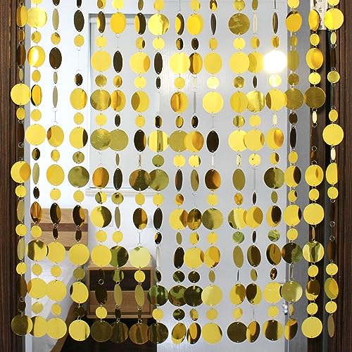 FUNWEKA 20Pcs Sequin Beaded Curtains for Doorways Party Streamers Wedding Home Decorations Kids Bedroom Girls Wall Panel Backdrop, Window Door Curtains Bubble Beaded Curtain (Gold)