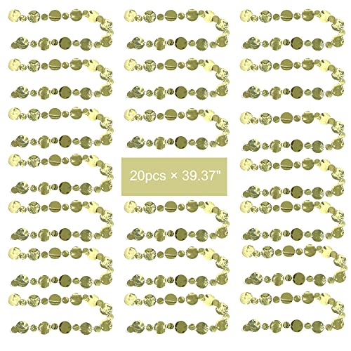 FUNWEKA 20Pcs Sequin Beaded Curtains for Doorways Party Streamers Wedding Home Decorations Kids Bedroom Girls Wall Panel Backdrop, Window Door Curtains Bubble Beaded Curtain (Gold)