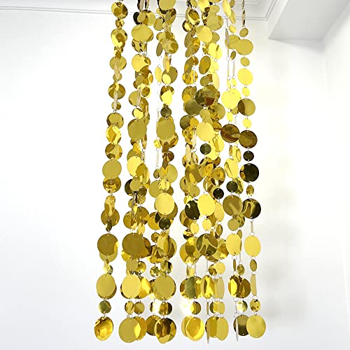 FUNWEKA 20Pcs Sequin Beaded Curtains for Doorways Party Streamers Wedding Home Decorations Kids Bedroom Girls Wall Panel Backdrop, Window Door Curtains Bubble Beaded Curtain (Gold)