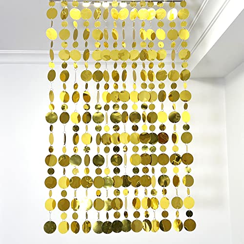 FUNWEKA 20Pcs Sequin Beaded Curtains for Doorways Party Streamers Wedding Home Decorations Kids Bedroom Girls Wall Panel Backdrop, Window Door Curtains Bubble Beaded Curtain (Gold)