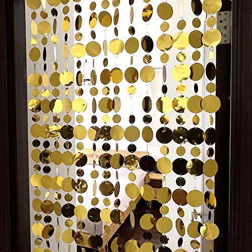 FUNWEKA 20Pcs Sequin Beaded Curtains for Doorways Party Streamers Wedding Home Decorations Kids Bedroom Girls Wall Panel Backdrop, Window Door Curtains Bubble Beaded Curtain (Gold)