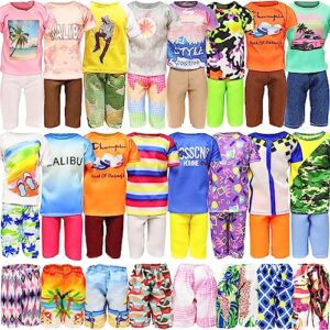 unicorn element 8 item summer doll clothes for 12'' boy doll include 4 sets t-shirt+pants, 4 pairs of swimming trunks (random style and no doll)