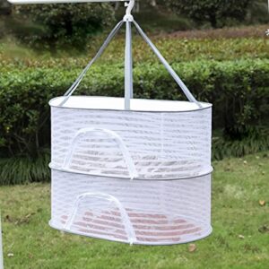 homerefrom drying net, foldable flat drying rack clothes mesh net - hanging drying fish net, for shrimp fish fruit vegetables herb, with zipper (two-layers)