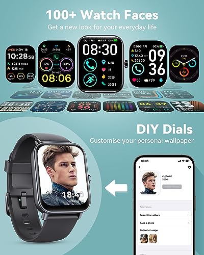 Smart Watch for Men Women with Bluetooth Call/Alexa Voice, 1.8 Inch Waterproof Fitness Tracker Smartwatch,Steps/Calorie/SpO2/Heart Rate/Sleep Monitor, 7-Day Battery Life, iOS Android Phone Compatible