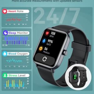 Smart Watch for Men Women with Bluetooth Call/Alexa Voice, 1.8 Inch Waterproof Fitness Tracker Smartwatch,Steps/Calorie/SpO2/Heart Rate/Sleep Monitor, 7-Day Battery Life, iOS Android Phone Compatible