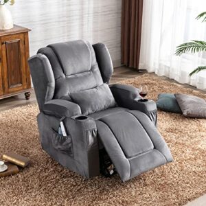 SAMERY Power Recliner Chair with Massage and Heat Velvet Electric Reclining Ergonomic Lounge Sofa Lift Chair for Elderly/Adult/Pregnant with USB Port, Pockets & Lumbar Pillow Living Room