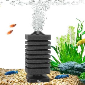 aqqa aquarium filter, submersible sponge filter with filtration and aeration 2 in 1 ultra quiet fish tank filters for 5-30 gallon shrimp betta fish tank with 1pcs replacement sponge
