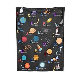 planet alphabet blanket special blanket gift for woman man boys girls, soft flannel all season home room bed couch sofa living room dorm 76 * 102cm