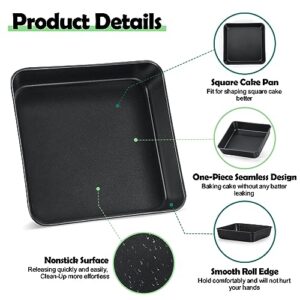 TeamFar Non-Stick Square Cake Pan, 9 Inch Square Baking Roasting Pan for Oven, with Stainless Steel Core for Cooking Cake Brownie Lasagna, Non-Toxic & Heavy-Duty, Release & Clean Easily