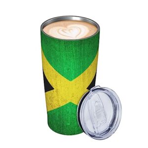 20oz insulated coffee tumbler with straw stainless steel swig tumblers,travel mugs insulated for hot and cold,reusable thermal water bottle cup for car camping exercise（national flag of jamaica ）