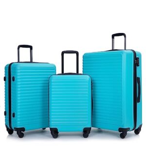 Tripcomp Luggage Sets Hardshell Travel Durable Suitcase Sets with Spinner Wheels TSA Lock, Carry-on,Luggage 3piece Set (20inch/24inch/28inch) (Turquoise)