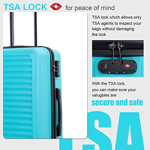 Tripcomp Luggage Sets Hardshell Travel Durable Suitcase Sets with Spinner Wheels TSA Lock, Carry-on,Luggage 3piece Set (20inch/24inch/28inch) (Turquoise)