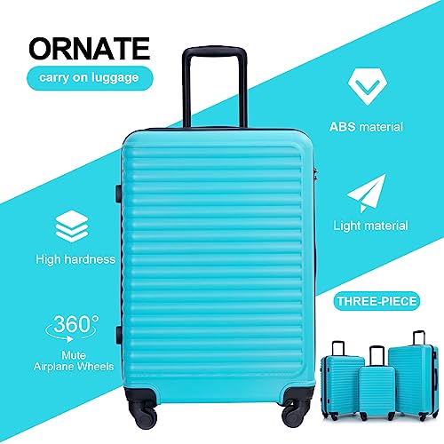 Tripcomp Luggage Sets Hardshell Travel Durable Suitcase Sets with Spinner Wheels TSA Lock, Carry-on,Luggage 3piece Set (20inch/24inch/28inch) (Turquoise)